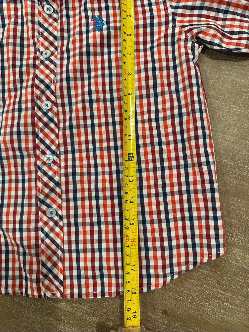U.S. Polo Assn. Boys Size 4 Plaid Button Down Shirt Long Sleeve Red Navy